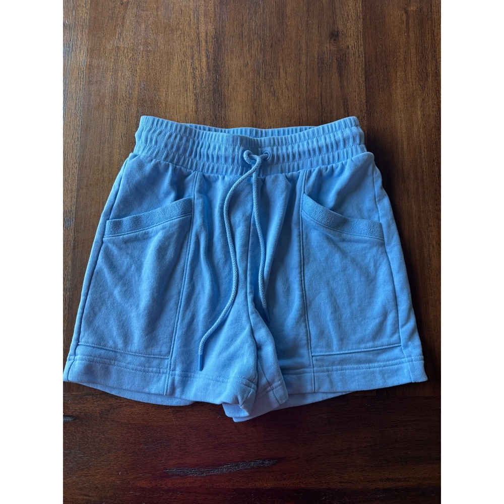 Lou & Grey Light Blue French Terry Sweat Shorts Drawstring Pockets XS